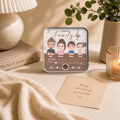 Personalized Family Cartoon Musical Fridge Magnet with Rechargeable Battery, Type-C Charging, Gift for Birthdays, Fathers Day, Mothers Day